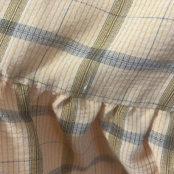 Anthropologie DRA Yellow and Gray Plaid Puff Short Sleeve Mini Dress Size - Picture 7 of 9